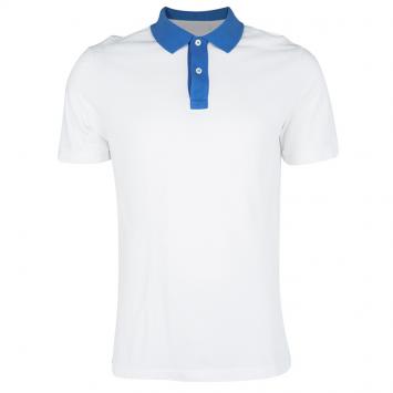 Pre Owned Prada Sport White Honeycomb Knit Contrast Collar Detail Polo T-Shirt XL