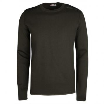 Pre Owned Prada Sport Olive Green Shoulder Patch Detail Sweater XL