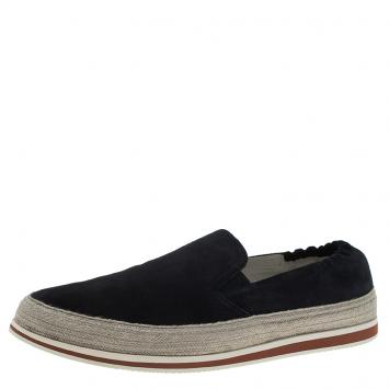 Pre Owned Prada Sport Navy Blue Suede Espadrille Sneakers Size 41.5