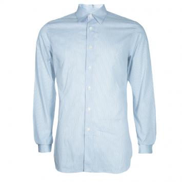 Pre Owned Prada Men's Pale Blue Striped Cotton Shirt M