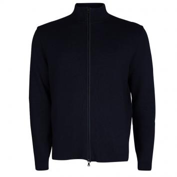 Pre Owned Prada Navy Blue Wool Zip Front Cardigan XXL