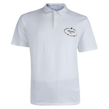 Pre Owned Prada White Cotton Jersey Polo T-Shirt XXXL