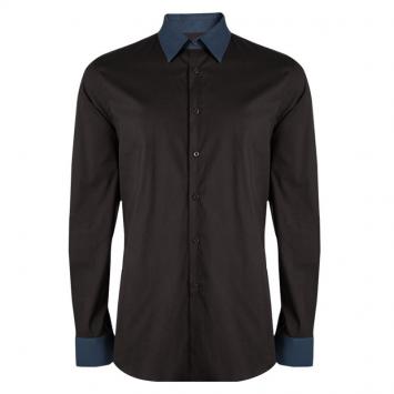 Pre Owned Prada Brown Contrast Collar and Cuff  Long Sleeve Shirt XL