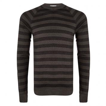 Pre Owned Prada Brown Striped Wool Crew Neck Sweater L