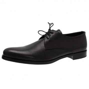 Pre Owned Prada Black Leather Lace Up Oxfords Size 45