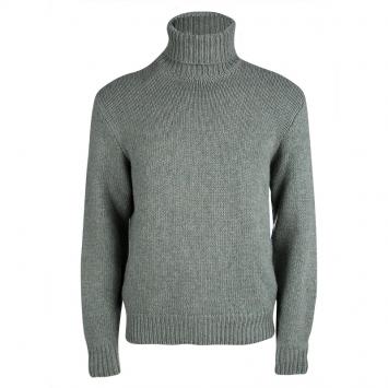 Pre Owned Ralph Lauren Sage Green Melange Cashmere Turtle Neck Sweater L