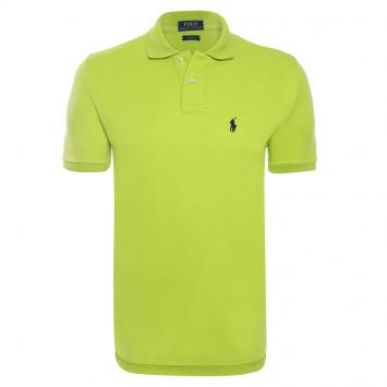 Pre Owned Polo Ralph Lauren Lime Green/Black Logo Polo Shirt M
