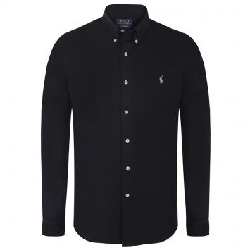 Pre Owned Polo Ralph Lauren Black/Lilac Logo Long Sleeve Shirt XL