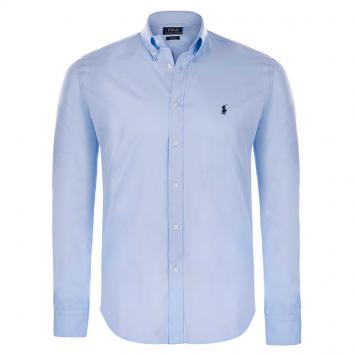 Pre Owned Polo Ralph Lauren Light Blue/Black Logo Long Sleeve Shirt XL