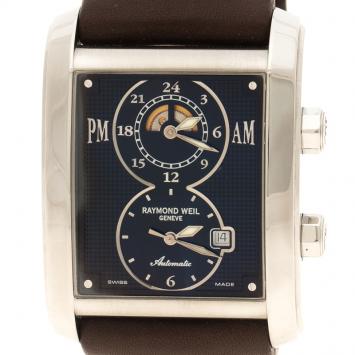 Pre Owned Raymond Weil Black Don Giovanni Leather Men's Wristwatch 35MM