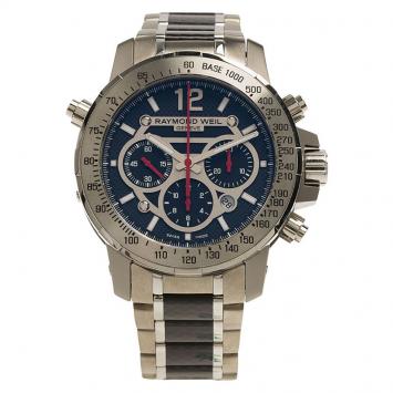 Pre Owned Raymond Weil Black Stainless Steel Titanium Nabucco Automatic Chronograph Men's Wristwatch 46MM