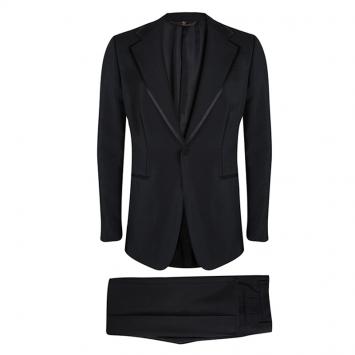 Pre Owned Roberto Cavalli Black Wool Tuxedo Suit L