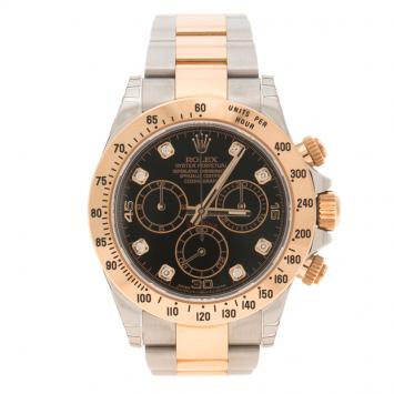 Pre Owned Rolex Black Stainless Steel and Gold Cosmograph Daytona Men's Wristwatch 38 mm