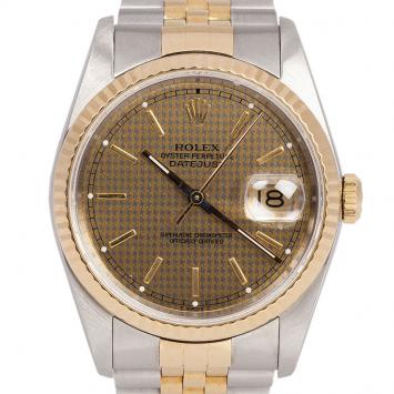 Pre Owned Rolex Gold Grey Stainless Steel and 18K Yellow Gold Datejust Men's Wristwatch 36MM 