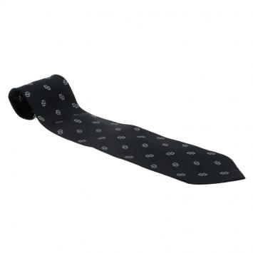 Pre Owned Saint Laurent Paris Dark Blue Woven Silk Tie