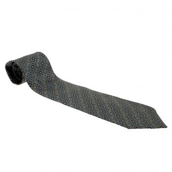 Pre Owned Saint Laurent Blue and Beige Printed Silk Tie