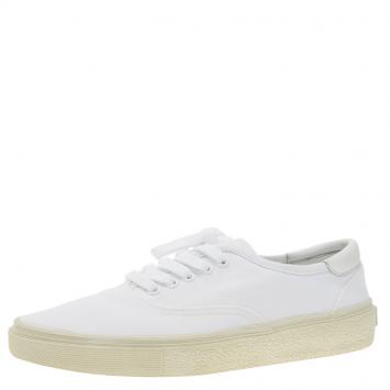 Pre Owned Saint Laurent Paris White Canvas Sneakers Size 40