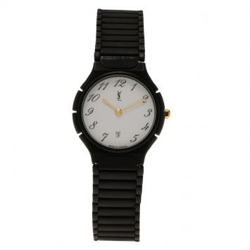 Pre Owned Saint Laurent Paris White Stainless Steel and Ceramic Classic Men's Wristwatch 30MM