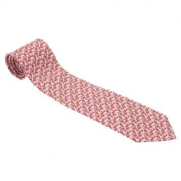 Pre Owned Salvatore Ferragamo Red Animal Print Silk Tie