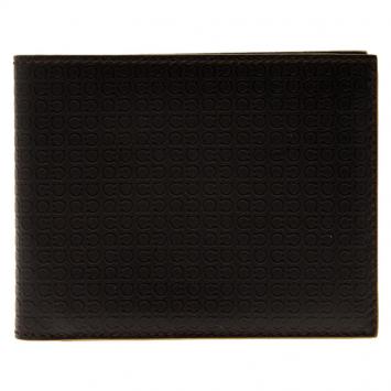 Pre Owned Salvatore Ferragamo Brown Gancio Embossed Bi-Fold Wallet