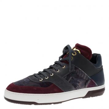 مملوكة مسبقًا Salvatore Ferragamo Tricolor Leather And Suede Monroe Sneakers Size 44