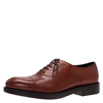 Pre Owned Salvatore Ferragamo Brown Leather Pride Oxfords Size 43