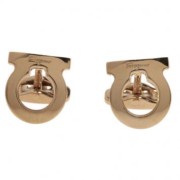 Pre Owned Salvatore Ferragamo Gold-Plated Steel Gancio Men's Cufflinks