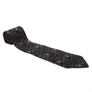 Pre Owned Salvatore Ferragamo Navy Blue Printed Silk Tie