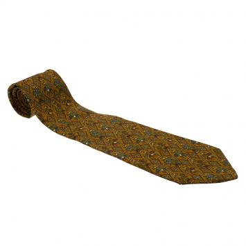 Pre Owned Salvatore Ferragamo Yellow Printed Silk Tie