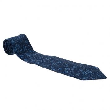 Pre Owned Salvatore Ferragamo Blue Flower and Birds Printed Silk Tie