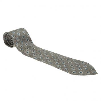 Pre Owned Salvatore Ferragamo Grey and Blue Floral Print Silk Tie