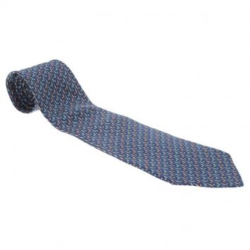 Pre Owned Salvatore Ferragamo Blue Giraffe Print Silk Tie