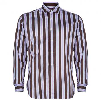 Pre Owned Salvatore Ferragamo Men's Brown and Pink Striped Shirt L