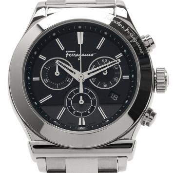 Pre Owned Salvatore Ferragamo Black Stainless Steel 1898 Men's Wristwatch 42MM