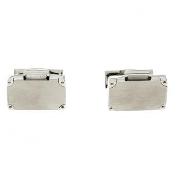 Pre Owned S.T. Dupont Suitcase Brush Decor Silver Tone Classic Men's Cufflinks