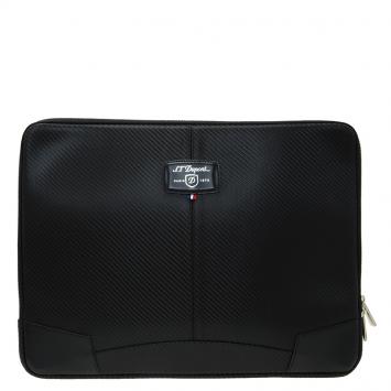 Pre Owned S.T. Dupont Black Leather Carbone Laptop Case 