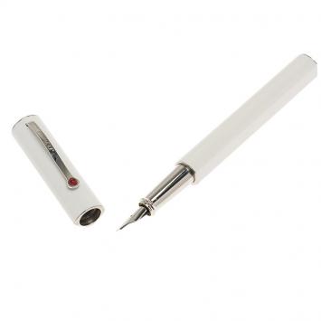 Pre Owned S.T. Dupont Mon Dupont Karl Lagerfeld White Lacquer Palladium Finish Fountain Pen