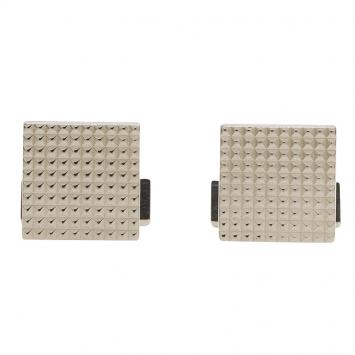 Pre Owned S.T. Dupont Square Diamond Head Palladium Finish Men's Cufflinks