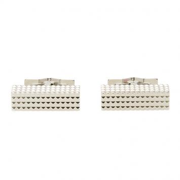 Pre Owned S.T. Dupont Square Diamond Head Collection Rectangular Palladium Plated Men's Cufflinks