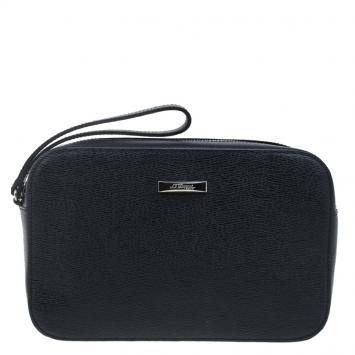 Pre Owned St Dupont Black Leather Pouch