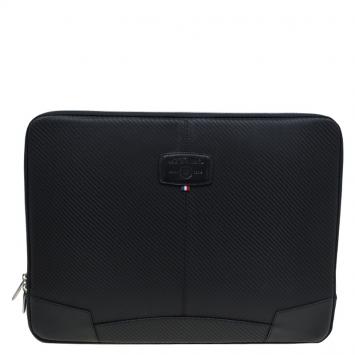 Pre Owned S.T. Dupont Black Leather Carbone Laptop Case