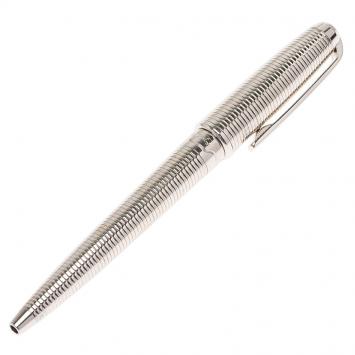 Pre Owned S.T. Dupont Silver Stainless Steel Diamond Collection Ballpoint Pen