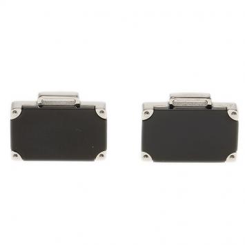 Pre Owned S.T. Dupont Black Mallette Silver Tone Classic Men's Cufflinks