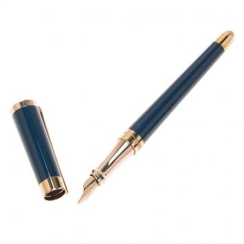 Pre Owned S.T. Dupont Liberte Pearly Blue Lacquer Rose Gold Finish Fountain Pen With 14k Solid Gold Medium Nib