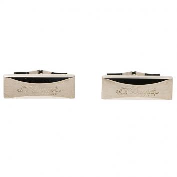 Pre Owned S.T. Dupont Logo Palladium Finish Men's Cufflinks