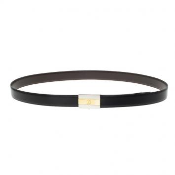 Pre Owned S.T. Dupont Black Leather Business Reversible  Line D Delta Box Belt