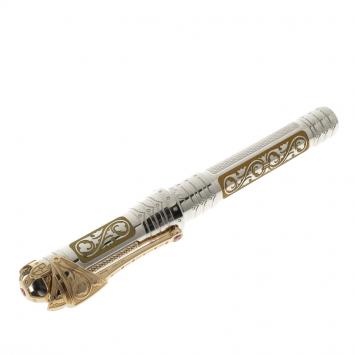 Pre Owned S.T.Dupont White Knight Limited Edition President Fountain Pen, with 18k Gold Nib