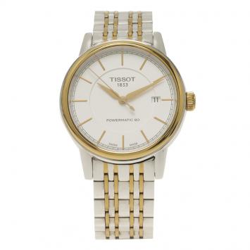 Pre Owned Tissot White Gold-Plated Stainless Steel Carson Men's Wristwatch 40MM