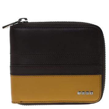 Pre Owned Tod's Two Tone Leather Zip Around Wallet