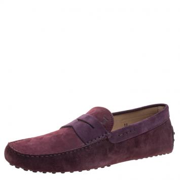 Pre Owned Tod's Purple Suede Penny Loafers  Size 44.5